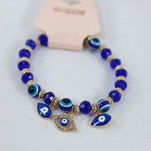 Charm Blue Evil Eye Bead Protection Good Luck Bracelet Women/Men Bangle Ojo Turc - Picture 1 of 5