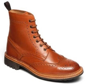 Mens Catesby 1140 Tan Leather Brogue Boot Good Year Welted Commando Sole UK 7-12 - Picture 1 of 3
