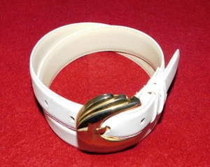 WOMEN'S LIZ CLAIBORNE WHITE FULL GRAIN LEATHER BELT SIZE S - 26/65cm.. - Picture 1 of 6