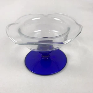 Princess House Crystal Sapphire 3" Pillar Candle Holder Cobalt Blue Romania - Picture 1 of 5