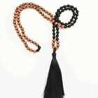 6mm black agate wood Bead 108 Knot gemstone necklace Metal Prayer Formal event