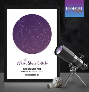Personalised 'first met' star map perfect gift for birthday/wedding/anniversary - Picture 1 of 5