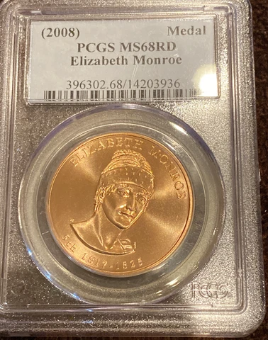 2008 US first spouse medal Elizabeth Monroe MS 68RD Cover