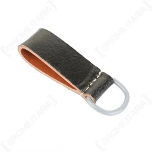 Repro German Black Leather Belt Loop with Grey D-Ring Military Army Reenactment - Picture 1 of 2