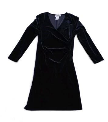 Vestido de Terciopelo Ronni Nicole by Ouida Negro Elastizado Manga Larga Para Mujer Talla 12 De Colección Foto 1 de 4