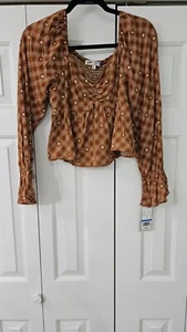 Jolt Blouse Long Sleeve, Sz L, Copper, Ruching in back, V-Neck NWT - Picture 1 of 6