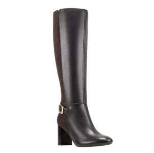 Bandolino Womens 8 M Dark Brown Leather Buckle High Heeled Boots DISPLAY YQ3 - Picture 1 of 8
