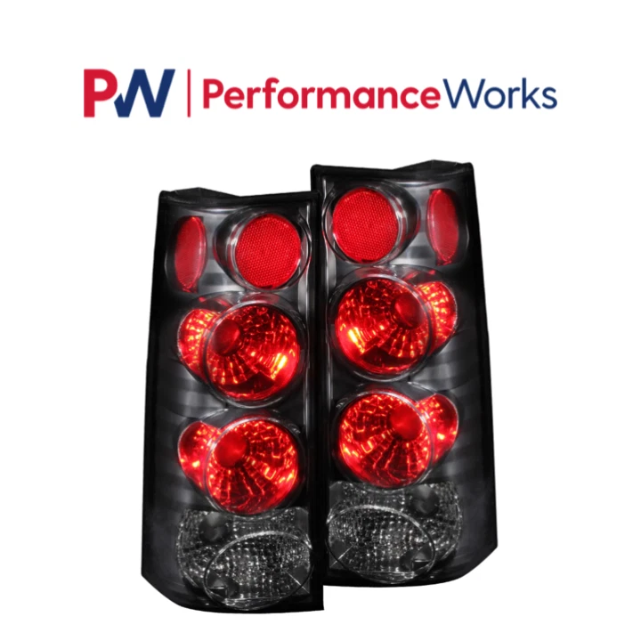 Lanternas traseiras de van Anzo 211090 pretas compatíveis com 2003-2014 Chevy Express / GMC Savana - Imagem 1 de 1