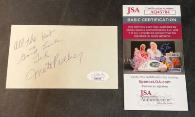 Matt Pavelich Signed Index Card JSA Cert. w/COA NHL Official Linesman HOF 1987! - Image 1 of 4