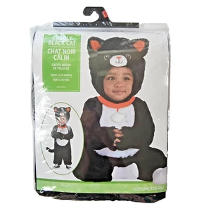 Black Cat Baby Costume Size 12-24 Months 3 Piece Full Costume Jumpsuit Hood Tail - Picture 1 of 11
