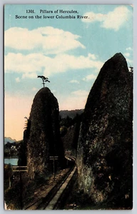 Cartolina 1924 Colonne di Ercole Scena sul basso fiume Columbia Oregon RR - Foto 1 di 2