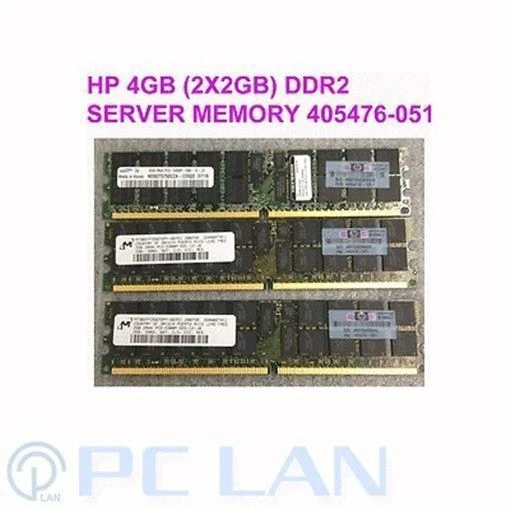 2X HP GENUINE 2X 2GB = 4GB PC2-5300 ECC DDR2 SDRAM DIMM Server MEMORY 405476-051 - image 1 of 1