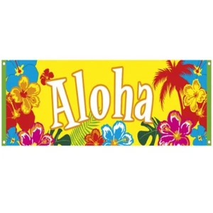 ALOHA BANNER 220 x 74 cm Beachparty Hawaii PARTY Strandparty Deko #2505 - Bild 1 von 1