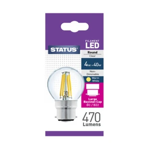 STATUS FILARMENT GLS 7W=60W=806LM CLEAR LED BC BULB - Picture 1 of 1