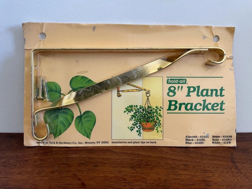 AmerTac Bronze Hold All 8” Plant Bracket Hanger NOS 1986 80s Plant Lover Gift Novo na embalagem - Imagem 1 de 4