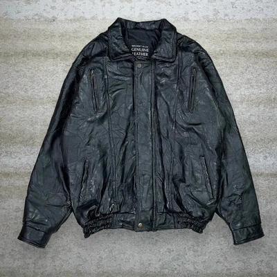 Chaqueta de cuero genuino Maxam vintage de los 90 para hombre XL negra mosaico italiano Foto 1 de 4