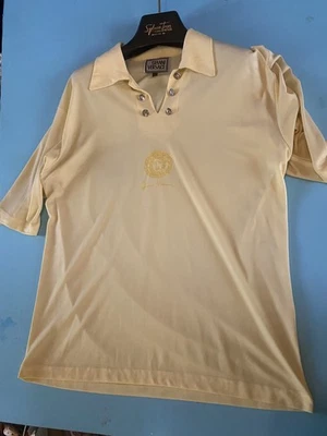  Camisa Polo Para Hombres VERSACE Medusa Parche Blanco/Dorado Talla XL Foto 1 de 4