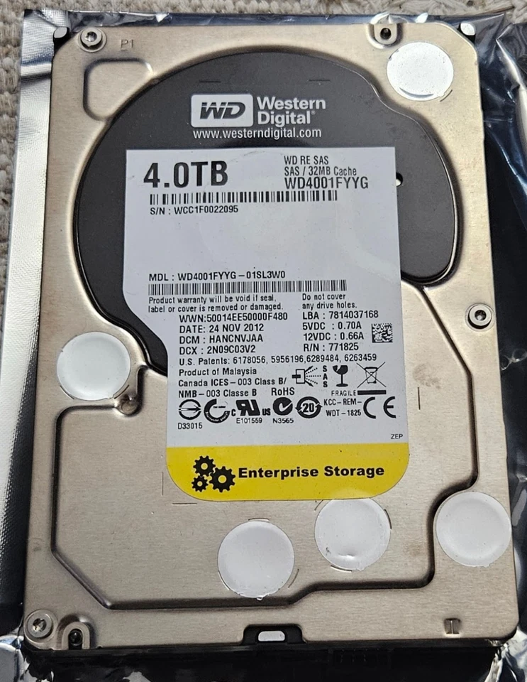 Western Digital WD4001FYYG 4TB SAS 7200RPM 3.5 Inch HDD - Image 1 of 1