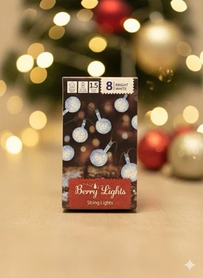 Berry Lights String Lights 8 Bright White LED Christmas Fairy Lights Battery - Image 1 of 4
