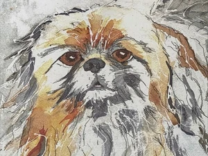 Pamela Morgan signiert Aquarell Hund Gemälde Pekingese Original Kunst - Bild 1 von 10
