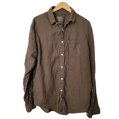 Abercrombie Fitch Linen Button Up Shirt Mens XXL Brown Earthy Boho Preppy Office - Image 1 of 4