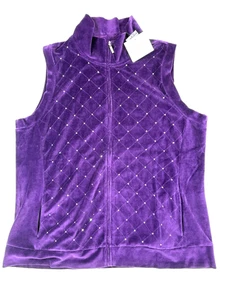 Quacker Factory Womens Vest Plus XL Purple Embroidered Beaded Full Zip - Picture 1 of 8