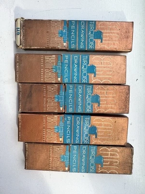 Lote de 6 cajas de lápices de dibujo turquesa águila vintage - docenas completas - como se encuentra Foto 1 de 3