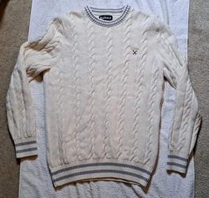 Barbour Men’s Chunky Cable Crew Wool Blend Knit Pullover Sweater Wicket Medium - Picture 1 of 11