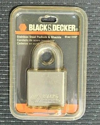 Stainless Steel Padlock / Black & Decker / 2 Keys / 50mm / Factory Sealed
