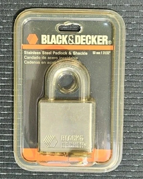 Stainless Steel Padlock / Black & Decker / 2 Keys / 50mm / Factory Sealed