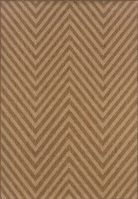 Beige Zig Zag Woven Outdoor Transitional Area Rug Striped 1330X - Image 1 of 4