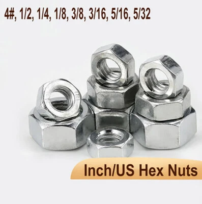 Sechskantmuttern 1/8"~1/2" UNC/UNF Sechskantmuttern Verzinktem Kohlenstoffstahl - Bild 1 von 4