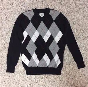 THE CHILDREN'S PLACE Boy's Sweater Black Diamonds White Grey Red Size S 5/6 - Picture 1 of 3