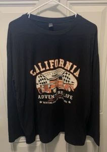Shein Black Long Sleeve T- Shirt Women's Size Medium LA California Car Graphic - Picture 1 of 10