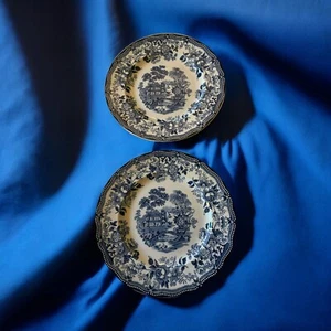 Royal Staffordshire Clarice Cliff Tonquin Salad Plates 8” Blue Set Of 2 - Picture 1 of 6