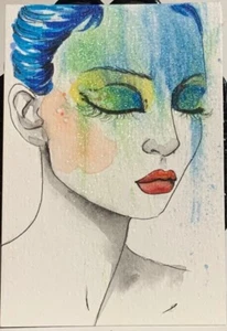 Original ACEO hand painting by Viviana Scala. Crystal in colorful pigments. - Picture 1 of 4