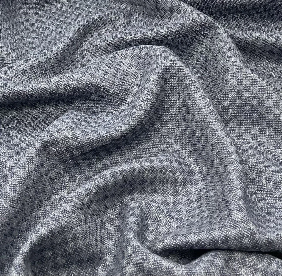 Blue Geometric Wool Silk Linen Fabric By Dormeuil, Jacketing Thobes 3.50m x 1.5m