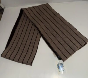 NWT Striped Portolano Brown Scarf Men’s Unisex Cashmere Blend  - Picture 1 of 8
