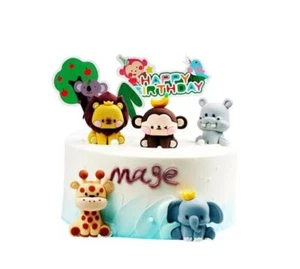 Jungle Safari Animal Cake Toppers – Lion Giraffe 5PCS Jungle Wild Animal Sets - Picture 1 of 8