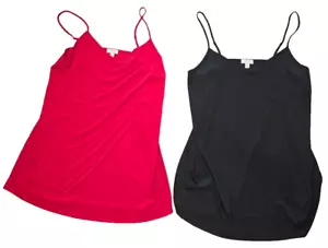 2-Pack On 34th Chemise Slip Dress W Adjustable Straps - Red/Black - Plus Size 2X - Picture 1 of 11