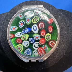 Beautiful Murano Art Deco Glass Make Up Mirror Compact - Picture 1 of 5