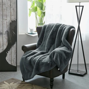 Luxurious Heavy Faux Fur Blanket – Ultra Soft Plush Throw for Couch & Bed Gifts - Picture 1 of 246
