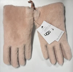 UGG Plush Zip Shorty Pink Apple blossom SHEEPSKIN Shearling Touch Screen M NEW - Picture 1 of 8