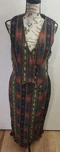 Vtg panhandle slim Western Serape Long Wrap Skirt vest 2pc Set cowgirl rodeo - Picture 1 of 20