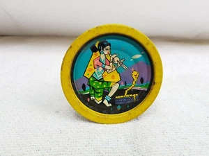 1960s Vintage Lady Snake Charmer Confectionery Advertising Tin Plate Round T1102 - Picture 1 of 4