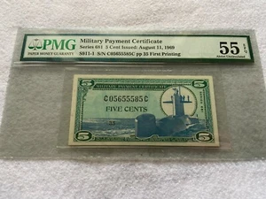 1969 Military Payment Certificate 5 cents PMG Certified - Picture 1 of 5