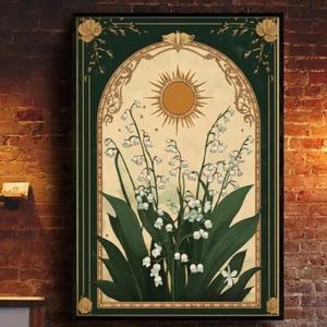Lily of the Valley Wall Art - Vintage Botanical Poster, Mystical Floral Poster - Picture 1 of 5