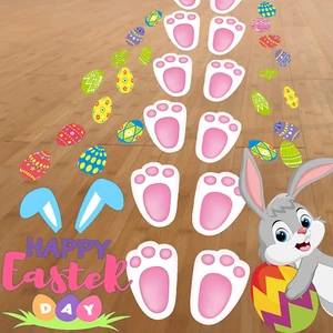 110 Pcs Easter Bunny Footprint Stickers for Floor, Peel without Leaving Traces, - Picture 1 of 6