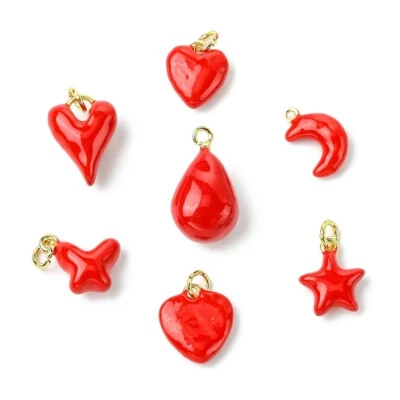7 piezas Dije Corazón Estrella Mariposa Rojo Colgante para Pendientes Collar Fabricación de Joyas Foto 1 de 4