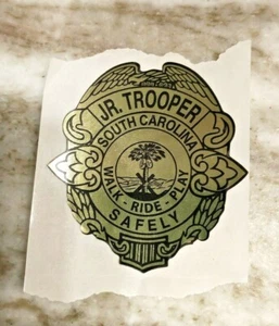 South Carolina Jr Trooper Walk Ride Play Safely Badge Gold Sticker T24 - Picture 1 of 2